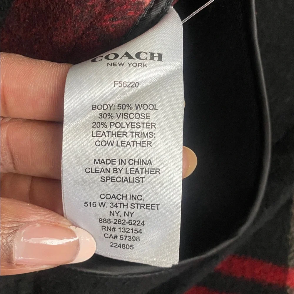 Coach Black and Plaid Wool Poncho Cape M/L - Picture 4 of 5